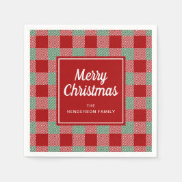 Guardanapo De Papel Vermelho Xadrez Rústico Feliz Natal