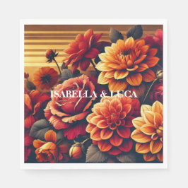 Guardanapo De Papel Vermelhos Negros e Laranja Cor Floral