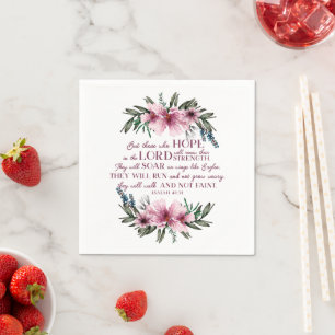 Guardanapo De Papel Versículo Bíblico Cristão Floral Rosa Isaías 40