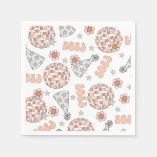 Guardanapo De Papel Véspera de ano novo 2023 Bola de Disco Retroativo