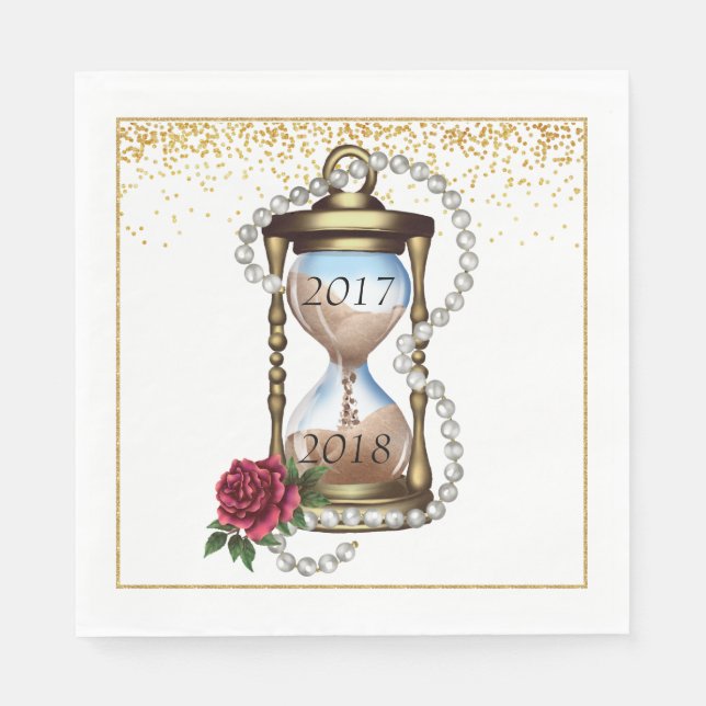 Guardanapo De Papel Véspera de ano novo Dourada Coquetel Napkins (Frente)