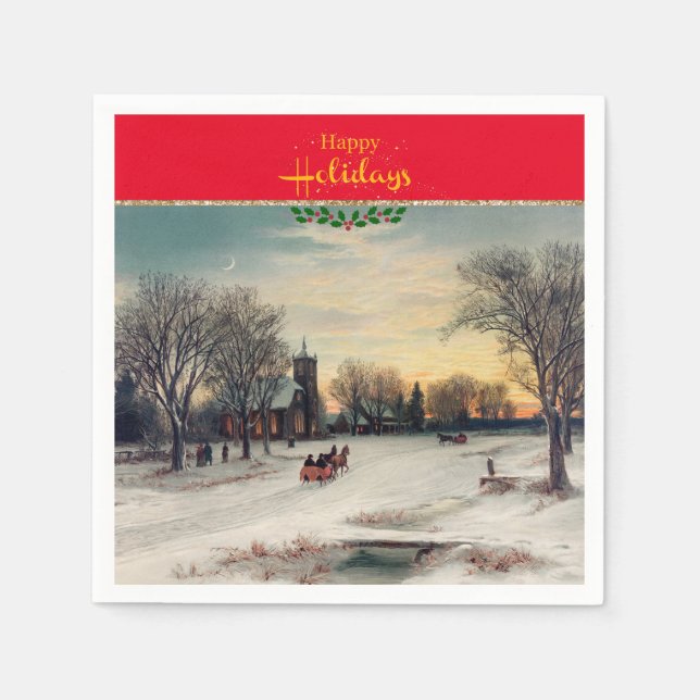 Guardanapo De Papel Véspera de Natal, belas artes. (Frente)