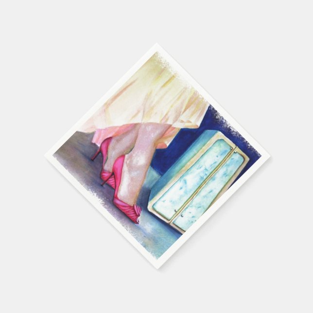 GUARDANAPO DE PAPEL VESTIDO AMARELO, CALÇADOS VERMELHOS (Canto)