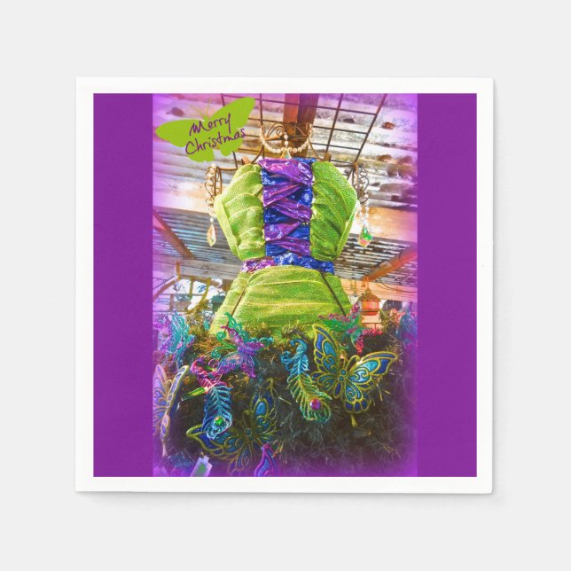 Guardanapo De Papel Vestido de Mannequim da Borboleta na Árvore de Nat (Frente)