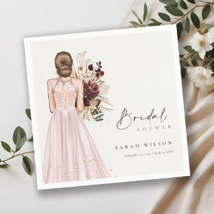 Guardanapo De Papel Vestido de Noiva Elegante Boho Blush Chuveiro Nupc