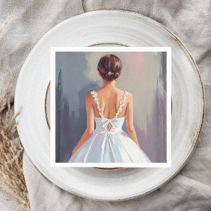 Guardanapo De Papel Vestido de Noiva   Vestido de Renda Branco Aquarel