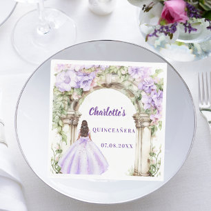 Guardanapo De Papel Vestido floral de lavanda para arquear Quinceanera