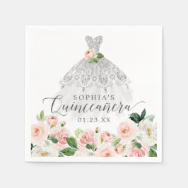 Guardanapo De Papel Vestido Floral Elegante Quinceanera Napkins