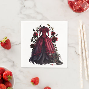 Guardanapo De Papel Vestido vermelho vitoriano e calcanhares Palhaço