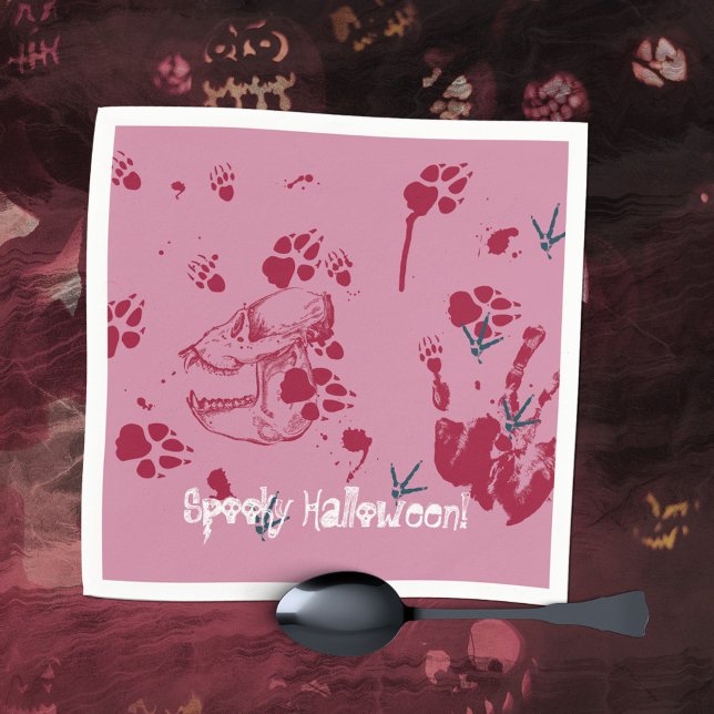 Guardanapo De Papel Vestígios de sangue no crânio do Halloween (Spooky Halloween Skull Blood Traces Napkins ©Susanne Sachers - Sunny Mind Design 🌞)