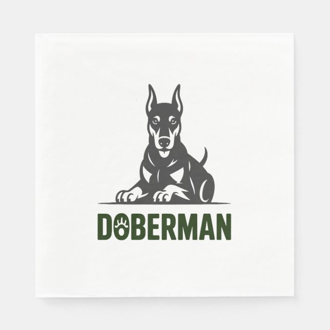 Guardanapo De Papel Vetor de Cores do Cão Doberman 2 (Frente)