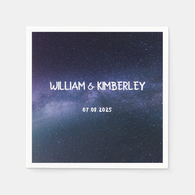 Guardanapo De Papel Via Látea Estrelas Sky Galaxy Casamento Elegante N (Frente)