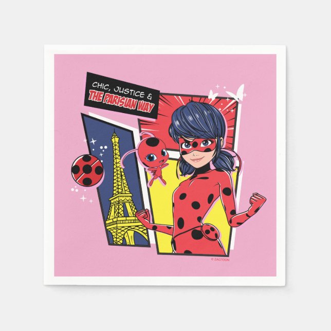Guardanapo De Papel Via Parisiense de Ladybug em Quadrinhos Miraculoso (Frente)