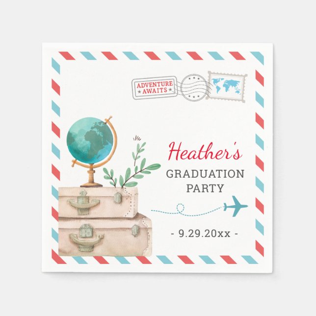 Guardanapo De Papel Viagem Adventure Graduation Formando Decor Paper (Frente)