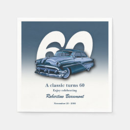 Guardanapo De Papel Viagem Carro Azul Clássico Faz 60 Anos