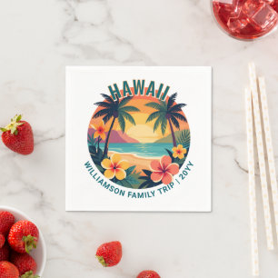 Guardanapo De Papel Viagem de Família Férias Tropicais Havaí Retrô Per
