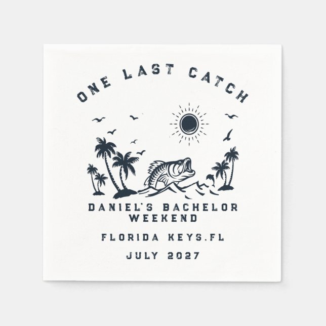 Guardanapo De Papel Viagem de Fim de Semana de Pesca com Tema de Peixe (Frente)