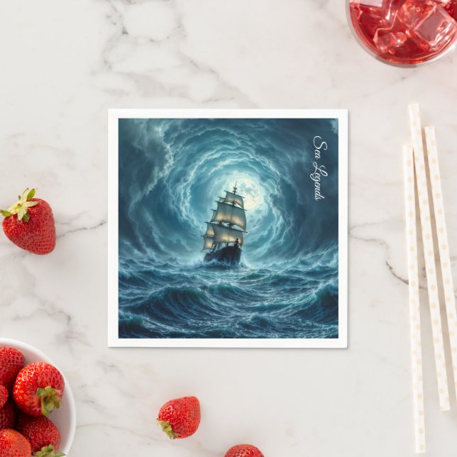 Guardanapo De Papel Viagem de navio galeão de tempestade oceânica (Insitu)