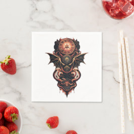 Guardanapo De Papel Viagem de tempo místico com asas, relógio de galão