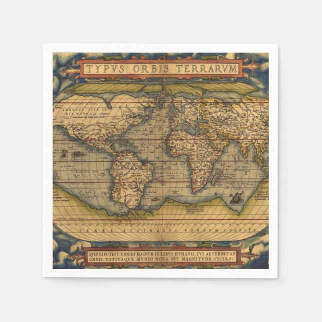 Guardanapo De Papel Viagem do Mapa Mundial Antiquado Ortelius Europa (Frente)