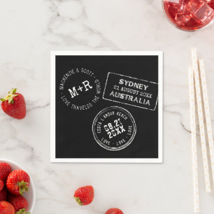 Guardanapo De Papel Viagem Tema Negra Passaporte Branco Casamento