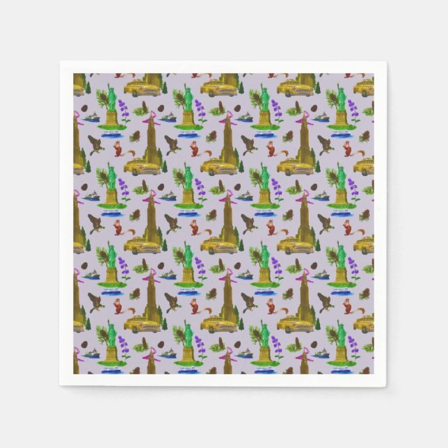 Guardanapo De Papel Viagens vintage Skyline New York Liberty Autumn (Frente)