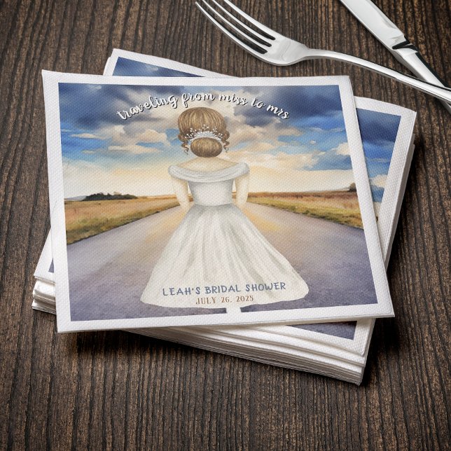 Guardanapo De Papel Viajando de Miss a Sra. Chá de panela (Traveling From Miss to Mrs Bridal Shower Napkins
)