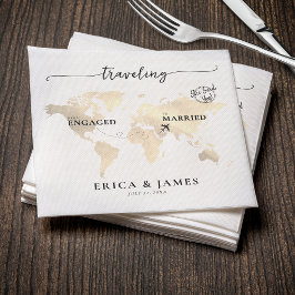 Guardanapo De Papel Viajando de um Dourado Mapa Envolvido a Casado