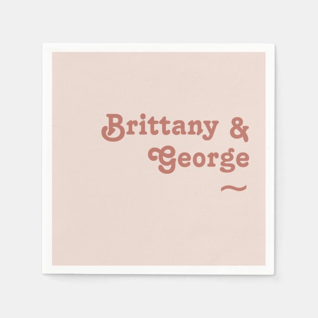 Guardanapo De Papel Vibes de Retro Simples | Napkins para Casamento Ro (Frente)