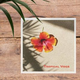 Guardanapo De Papel Víblias tropicais Laranja Flor de Hibisco Napkins