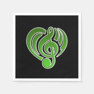 Guardanapo De Papel Vibrações Amor Musical Coração Verde Nota Musical