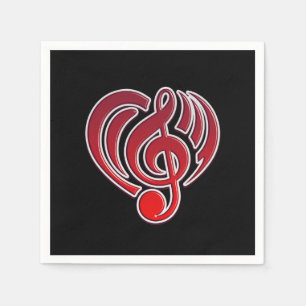 Guardanapo De Papel Vibrações Amor Musical Coração Vermelho Nota Music