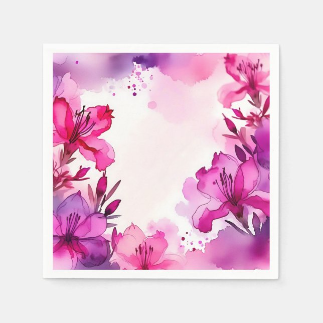 Guardanapo De Papel Vibrant Azalea Floral Watercolor (Frente)