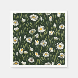 Guardanapo De Papel Vibrant Daisy Pattern with Lush Green Accents