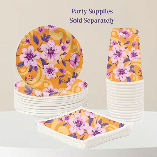 Guardanapo De Papel Vibrant Summer Floral-Dopamina (Vibrant Summer Flower Pattern – Dopamine Dressing-Party Supplies plates napkins and cups)