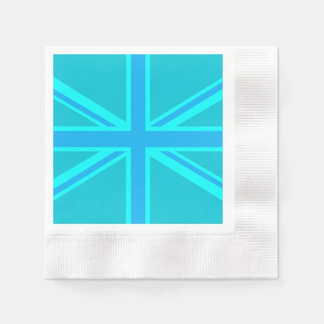 Guardanapo De Papel Vibrant Turquoise Union Jack British Flag (Frente)