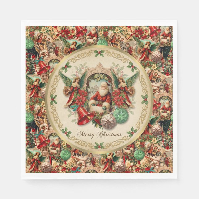 Guardanapo De Papel Vibrant Victorian Christmas Collage (Frente)
