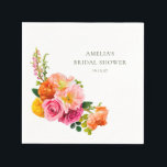 Guardanapo De Papel Vibrantes Papoulas Rosa Floral Chá de Noiva<br><div class="desc">Guardanapos de Chá de Noiva com Papoulas Coloridas em Amarelo,  Laranja e Rosa</div>