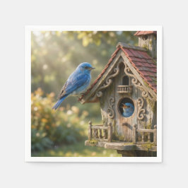 Guardanapo De Papel Victorian Birdhouse with Bluebirds