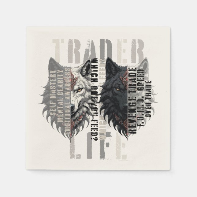 Guardanapo De Papel Vida de trader | Lobo | Ambos os lados (Frente)