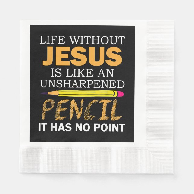 Guardanapo De Papel Vida sem Jesus Engraçado Fé Religiosa Cristã (Frente)