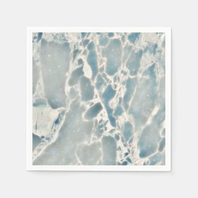 Guardanapo De Papel Vidro do Mar de Praia Oceano Azul Teal & Aqua Marb (Frente)