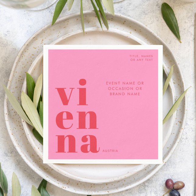 Guardanapo De Papel Viena Áustria tipografia rosa vermelho (Criador carregado)