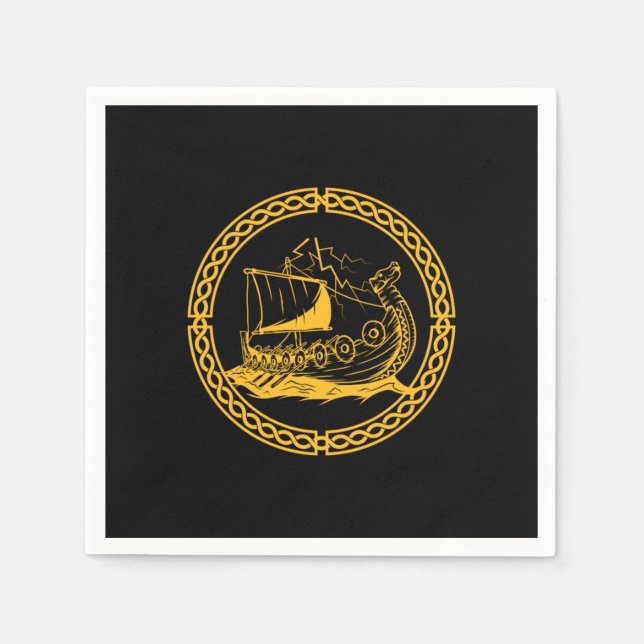 Guardanapo De Papel Viking Ship Warrior Valhalla Norse Mythology Gift (Frente)
