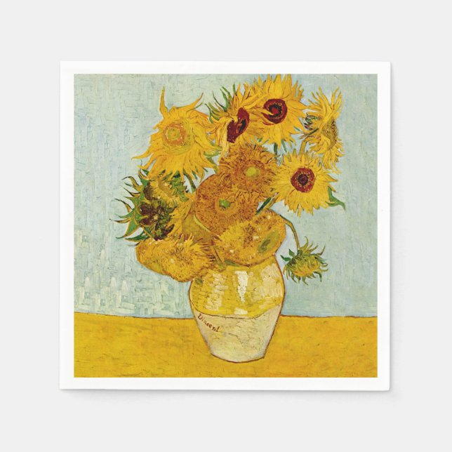 Guardanapo De Papel Vincent Van Gogh 12 Girassóis Impressionista (Frente)