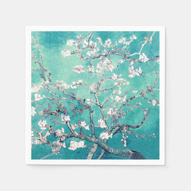 Guardanapo De Papel Vincent Van Gogh Almond Blossoms Turquoise (Frente)