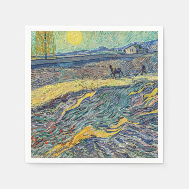 Guardanapo De Papel Vincent van Gogh - Campo com lavoura de agricultor (Frente)