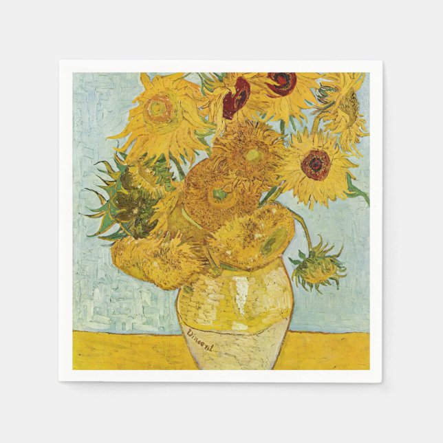 Guardanapo De Papel Vincent Van Gogh - Vase com Doze Girassóis (Frente)