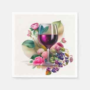 Guardanapo De Papel Vinha de Vinícola Copo de Vinho Rosas Rosa
