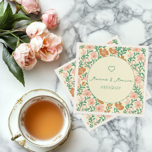 Guardanapo De Papel Vinhas De Flor Selvagem Cor-de-Rosa, Casamento Ele